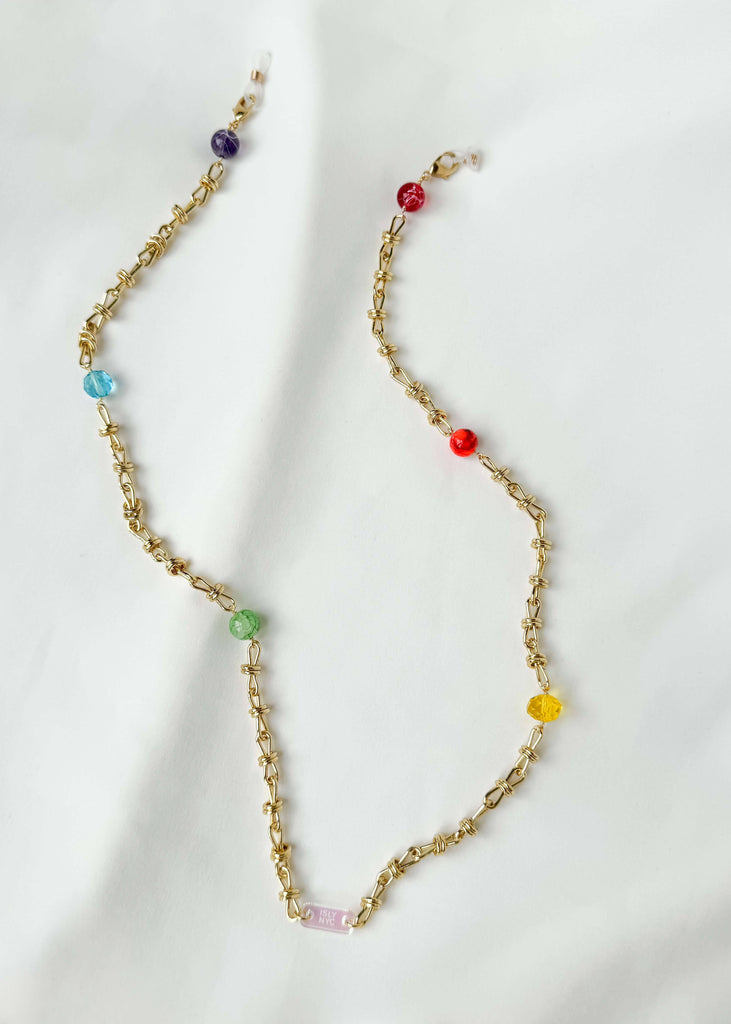 Long Rainbow Bead Necklace (and Lanyard) Necklaces ISLYNYC 