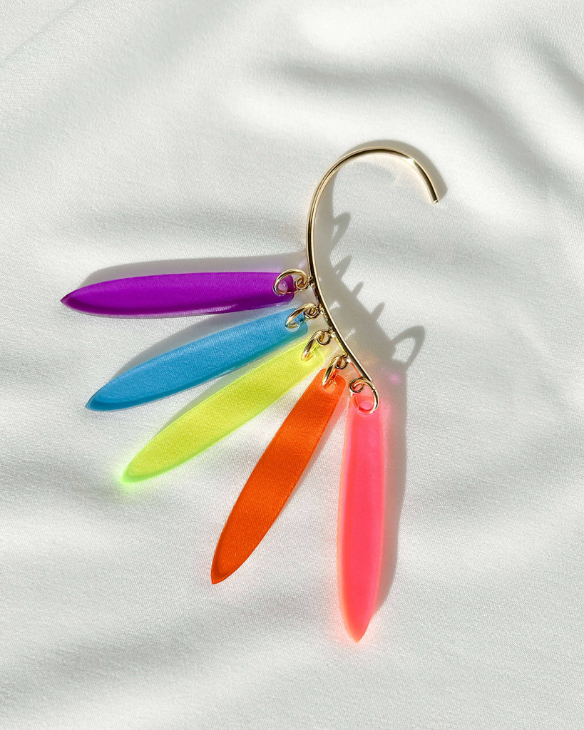 Petal Fringe Ear Hook - Rainbow Earrings ISLYNYC 