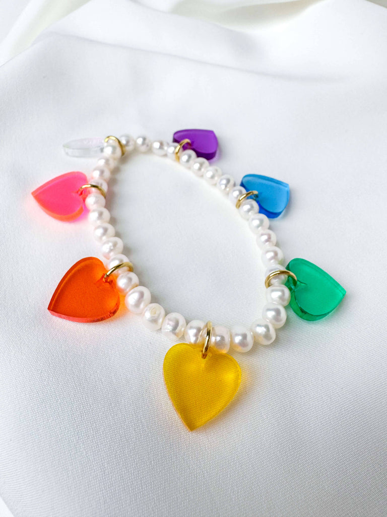 Rainbow Heart Pearl Bracelet Bracelets ISLYNYC 