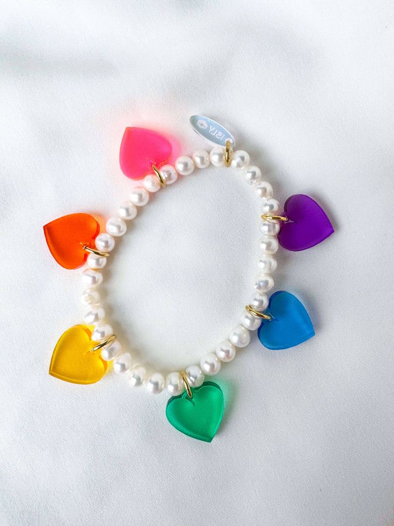 Rainbow Heart Pearl Bracelet Bracelets ISLYNYC 