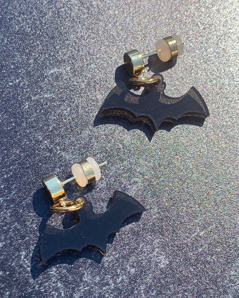 Bat Charm Earrings - Opaque Black - Halloween 2021 EARRINGS ISLYNYC