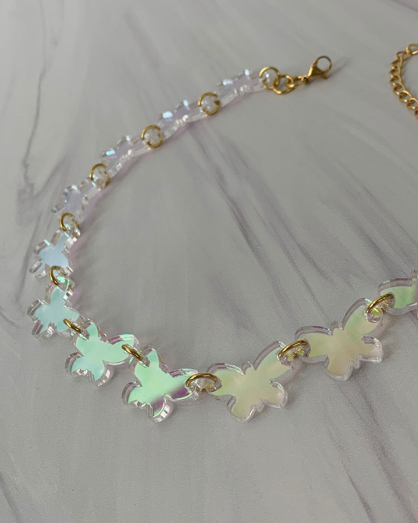 Butterfly Charm Choker/Necklace - Iridescent Necklaces ISLYNYC