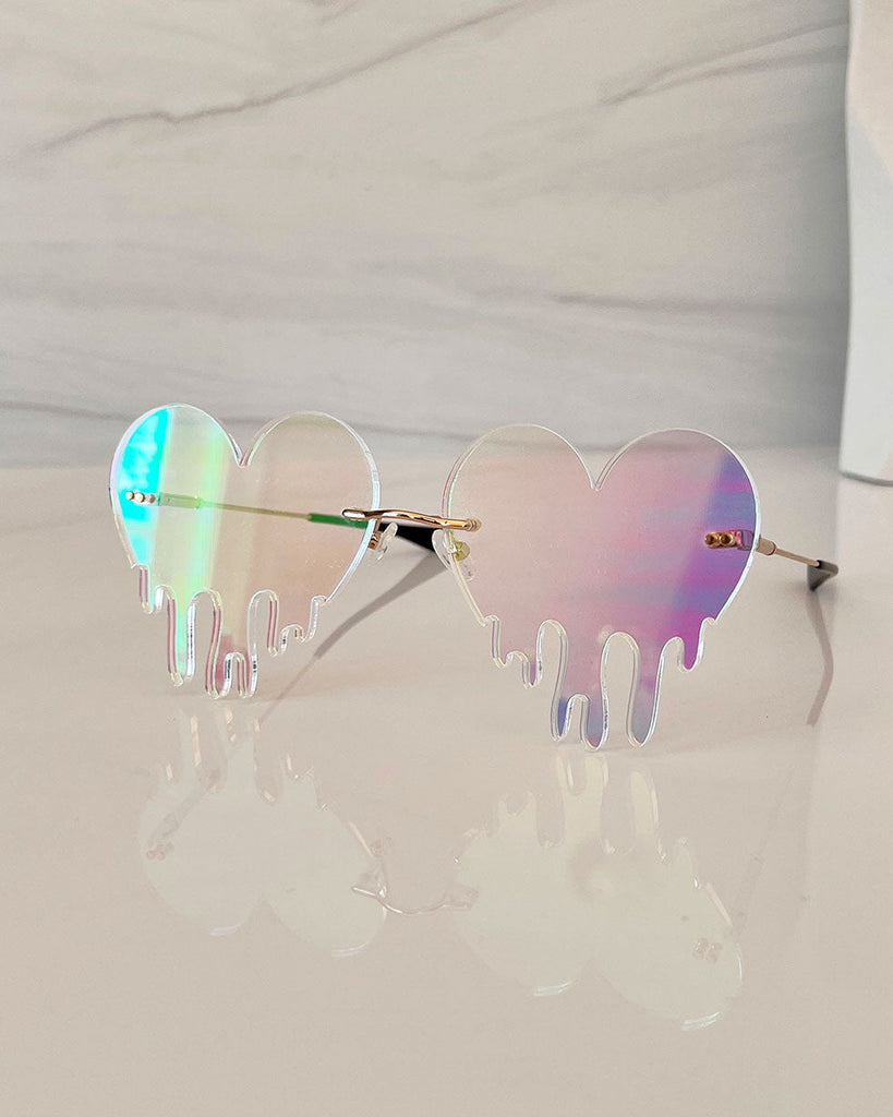 Dripping Heart Acrylic Glasses - Iridescent Glasses ISLYNYC
