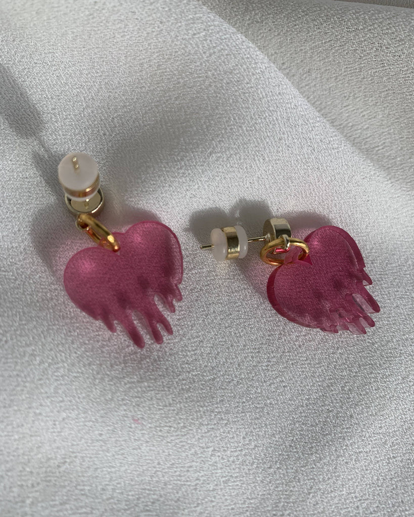Dripping Heart Charm Earrings - Rose Earrings ISLYNYC