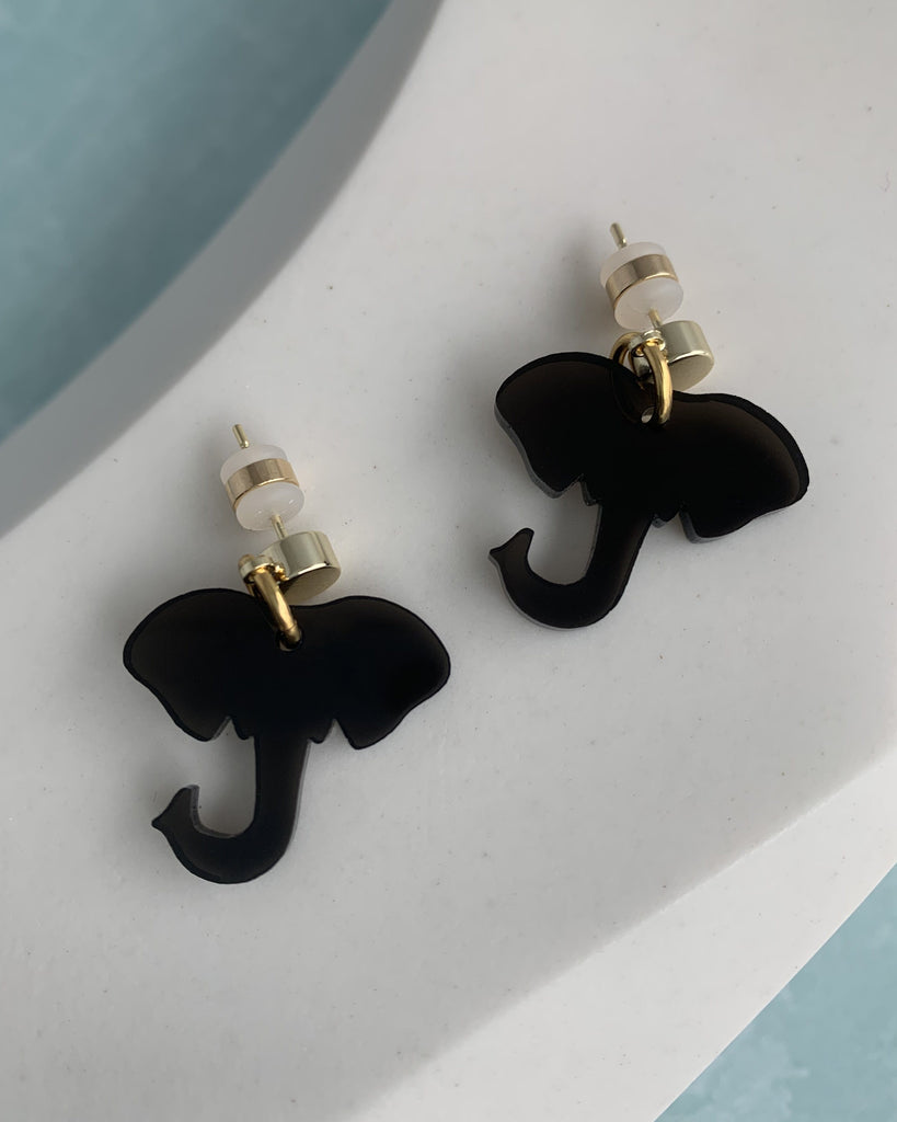 Elephant Charm Earrings - Smoke EARRINGS ISLYNYC