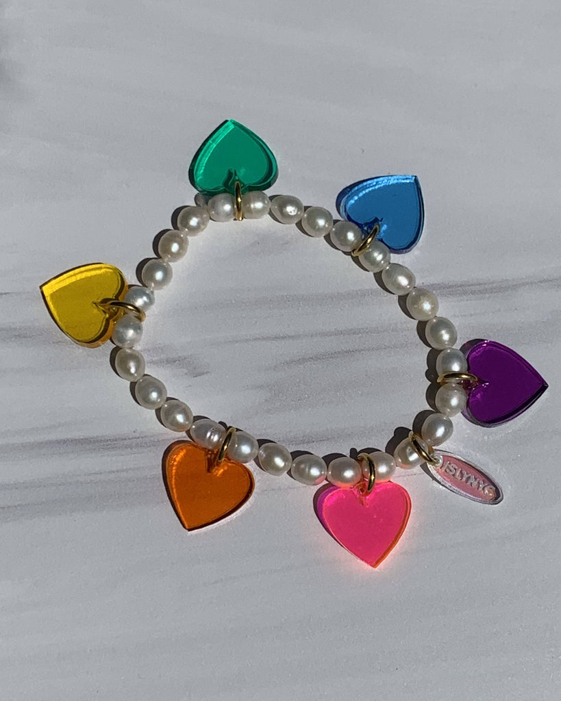 Freshwater Pearl Rainbow Heart Bracelet Bracelets ISLYNYC 