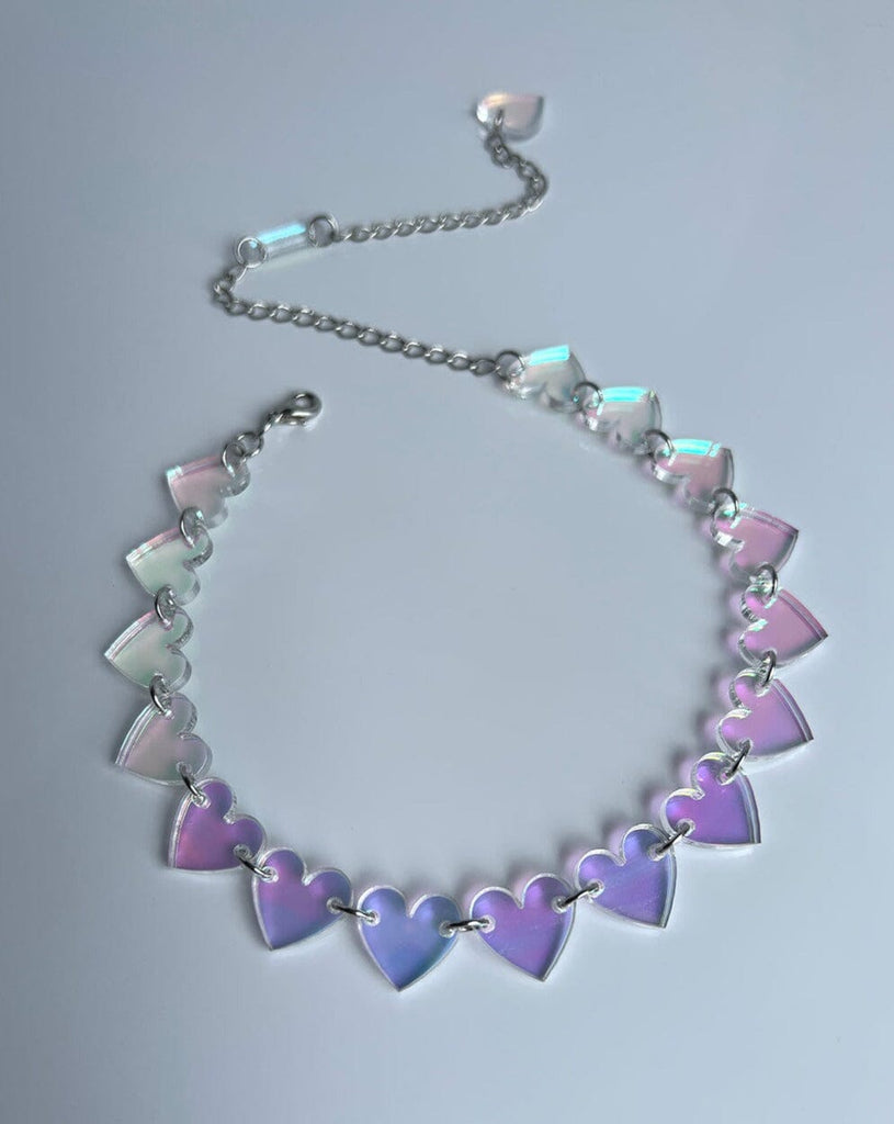 Heart Charm Choker - Iridescent/Silver Necklaces ISLYNYC 