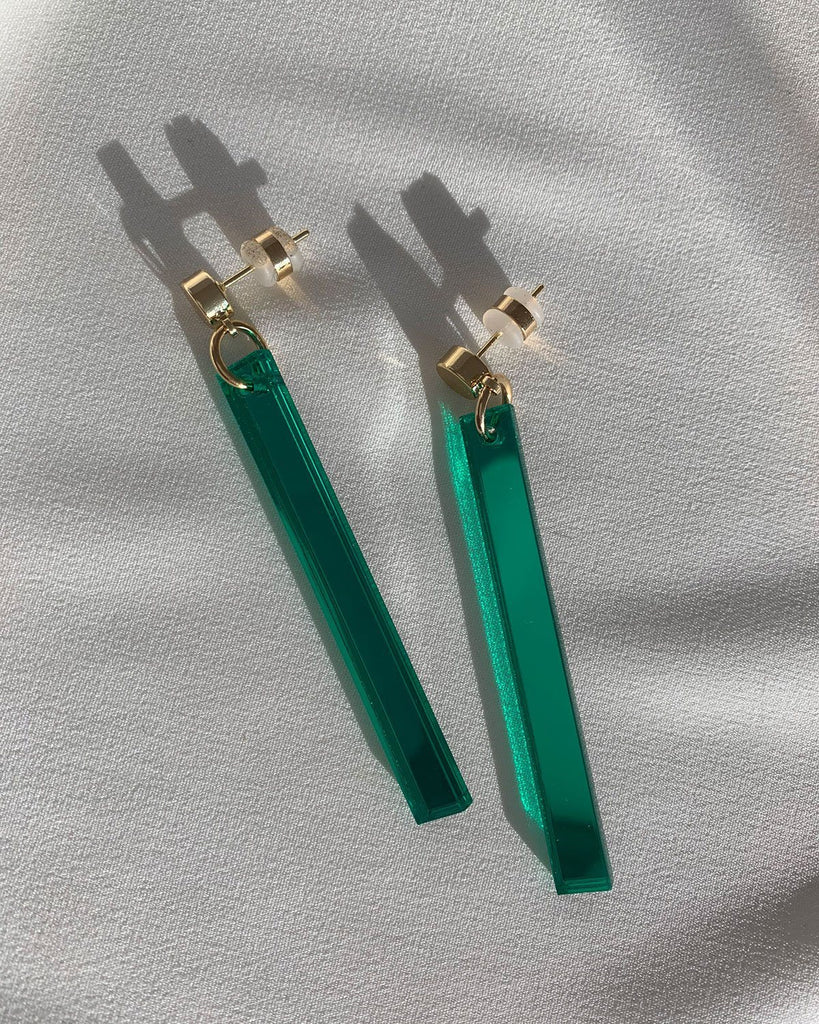 Long Stick Earrings - Emerald Earrings ISLYNYC