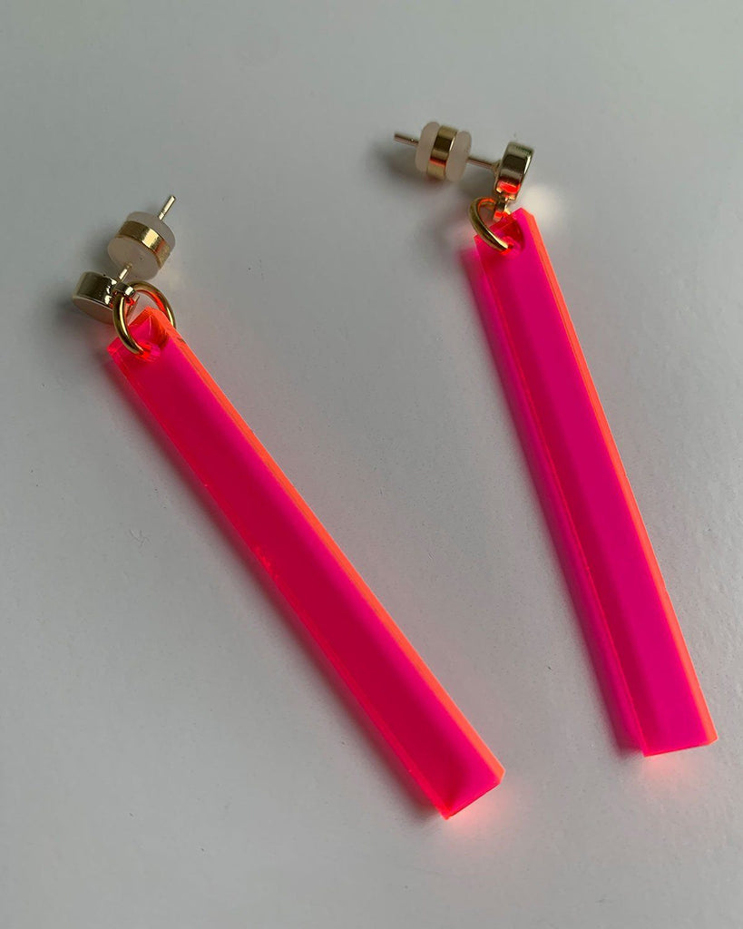 Long Stick Earrings - Neon Pink EARRINGS ISLYNYC
