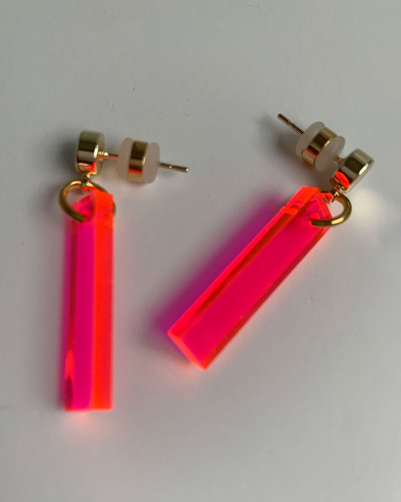 Short Stick Earrings - Neon Pink EARRINGS ISLYNYC