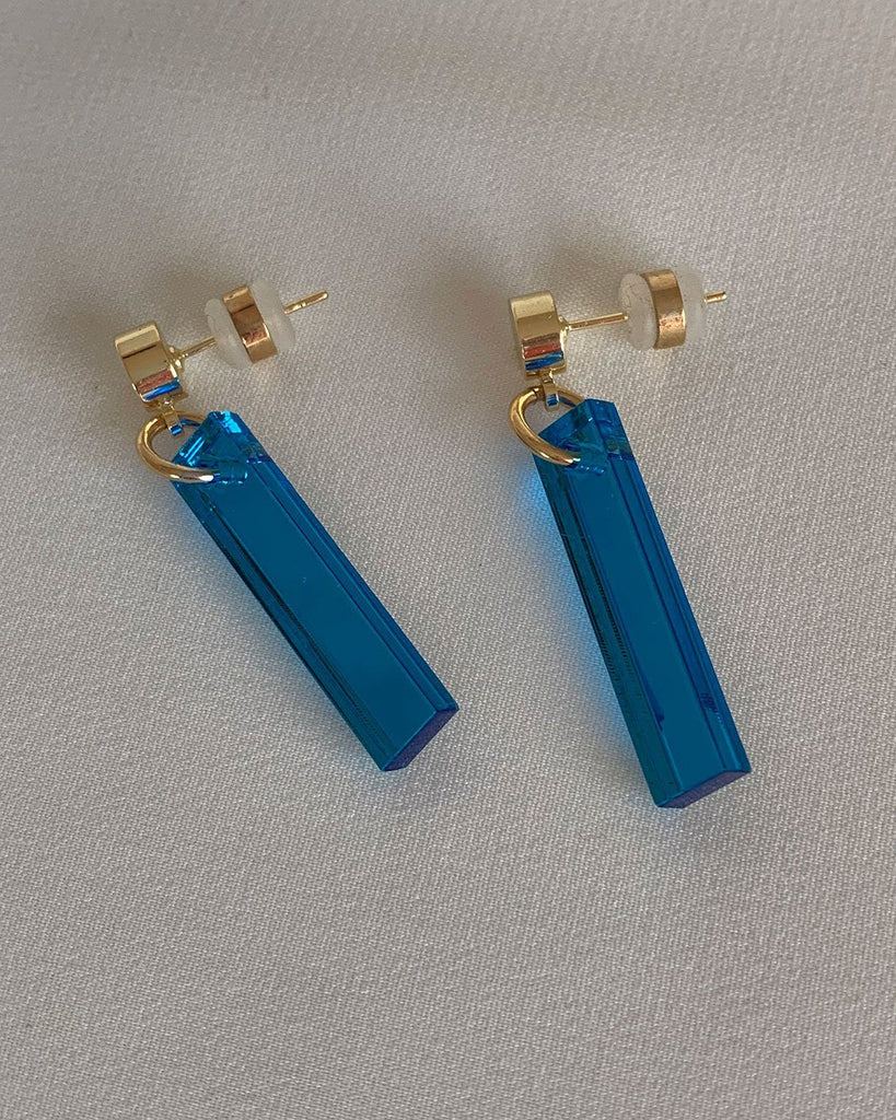 Short Stick Earrings - Sapphire Earrings ISLYNYC