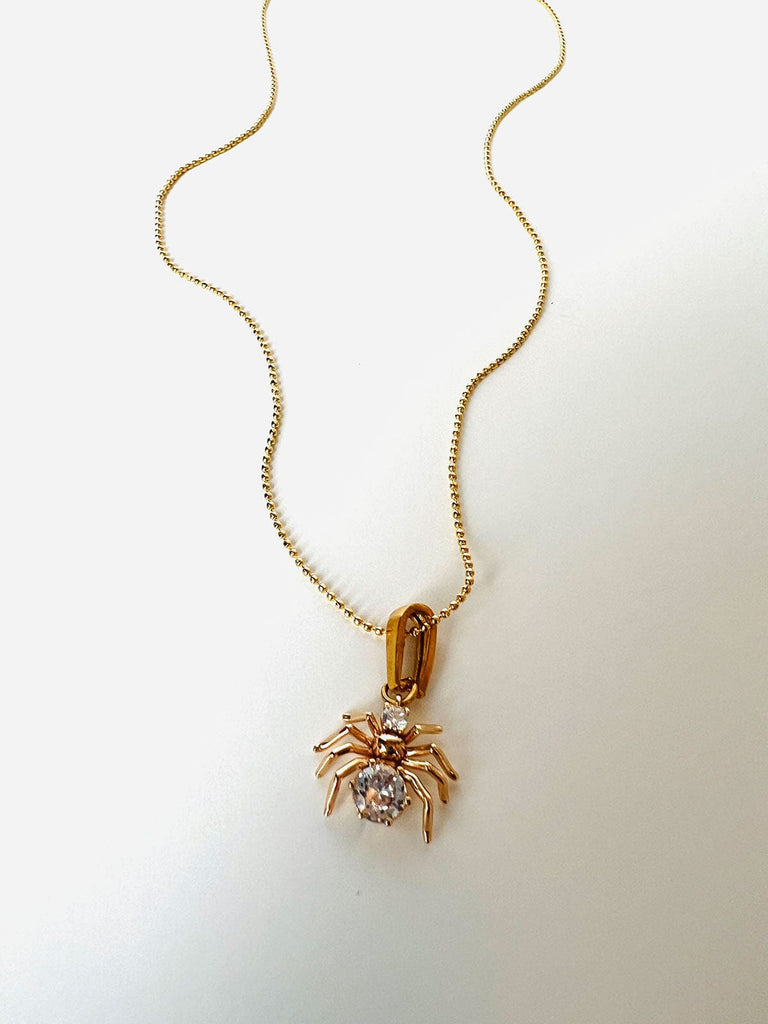 Spider Pendant Necklace - Gold Necklaces ISLYNYC