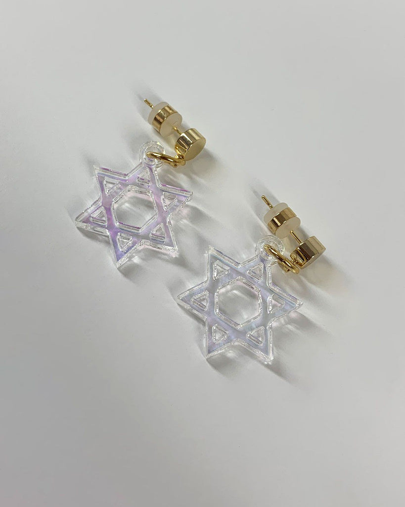Star of David Charm Earrings - Iridescent EARRINGS ISLYNYC
