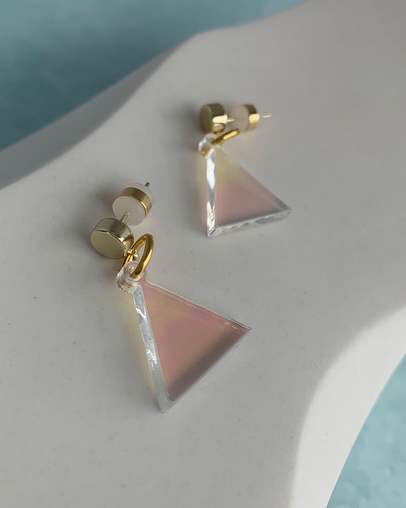 Triangle Charm Earrings Earrings ISLYNYC IRIDESCENT
