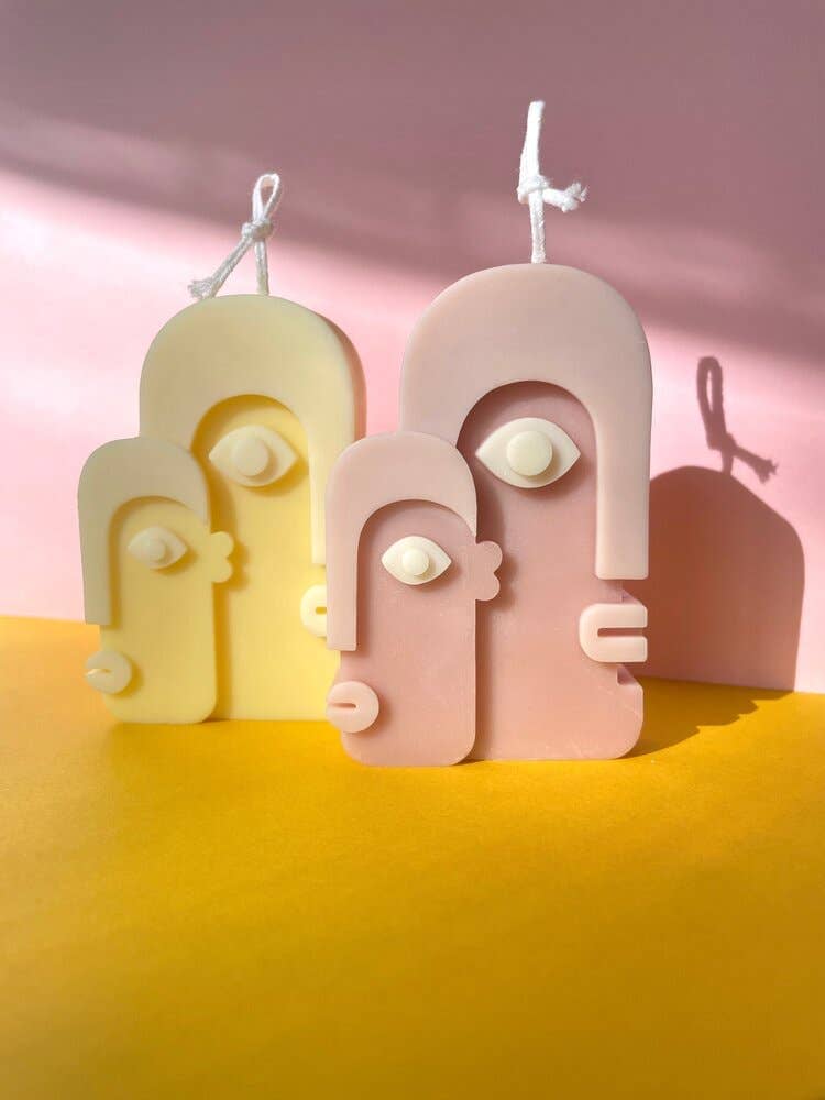 Abstract Face Candles: Pink / Two Faced Candles Molly Moon Crafts 