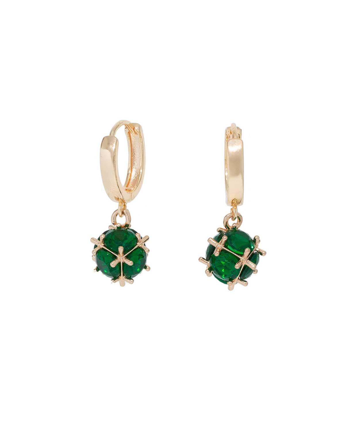 Crystal Ball Hoops - Green Earrings ISLYNYC