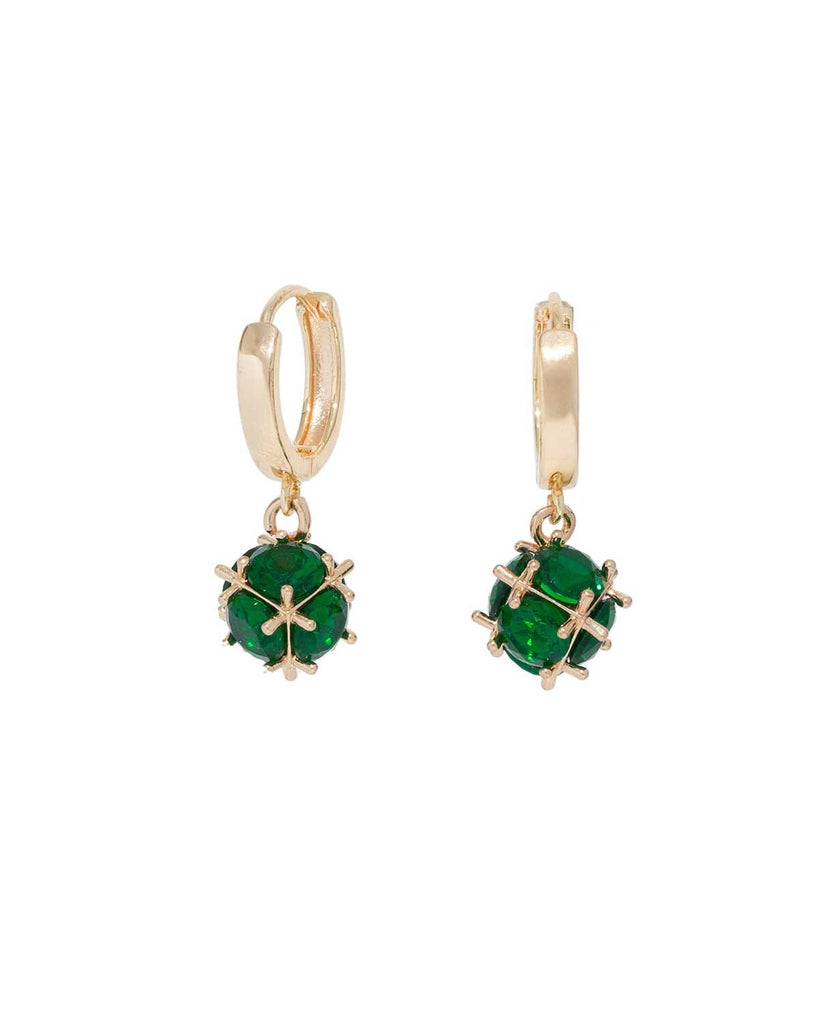 Crystal Ball Hoops - Green Earrings ISLYNYC 