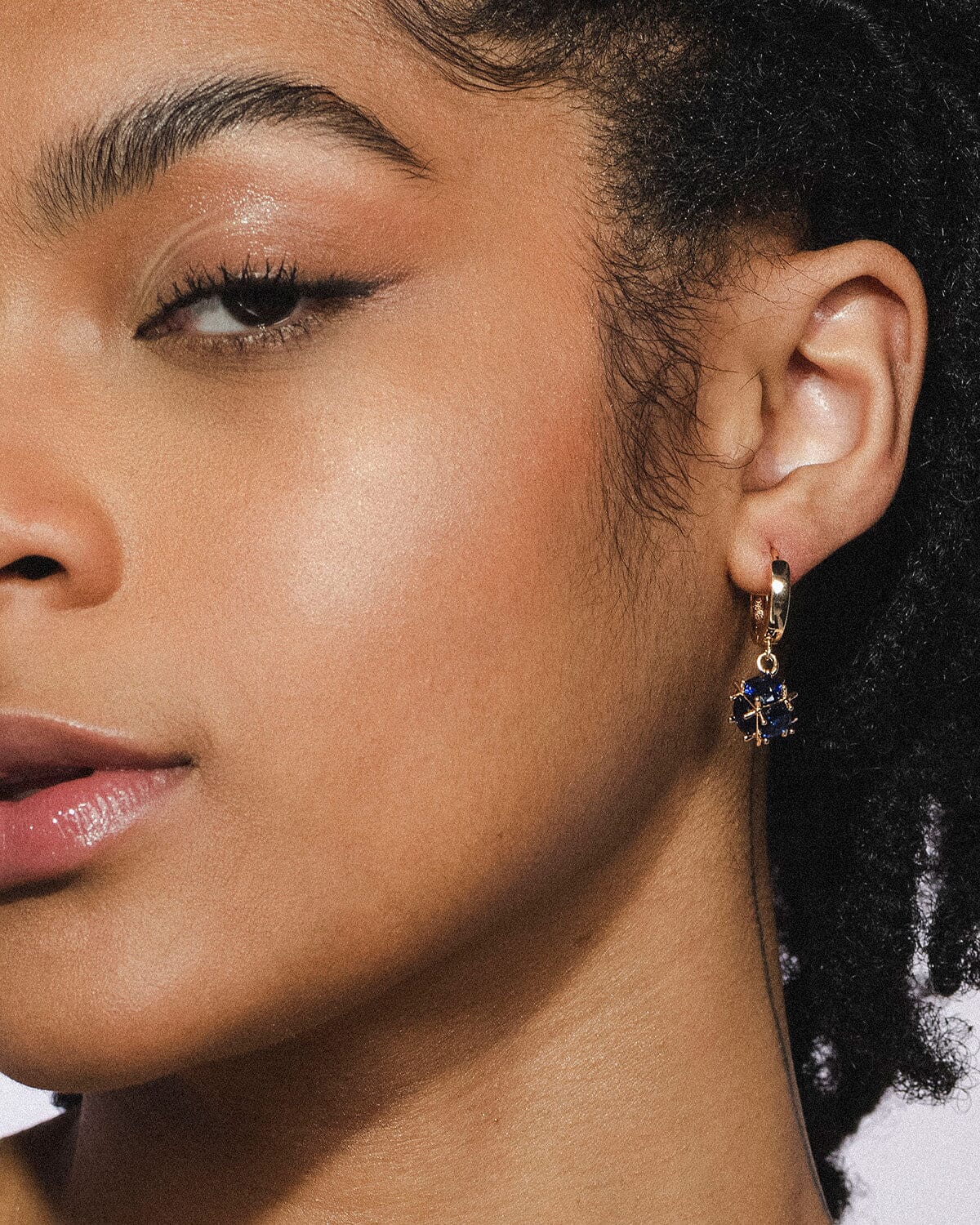 Crystal Ball Hoops - Indigo Earrings ISLYNYC