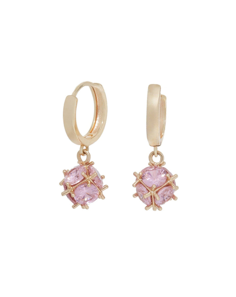 Crystal Ball Hoops - Pink Earrings ISLYNYC