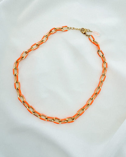 Enamel Chain Necklace - Orange Necklaces ISLY NYC - SIFS - D1 