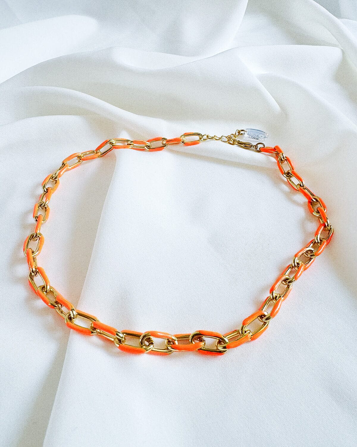 Enamel Chain Necklace - Orange Necklaces ISLY NYC - SIFS - D1 