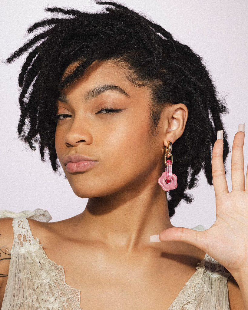 Flower Essence Earrings - Pink Earrings ISLYNYC
