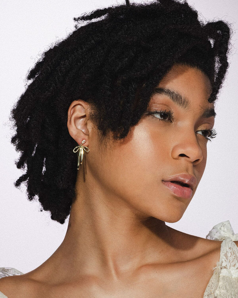 Long Bow Earrings - Gold Earrings ISLYNYC