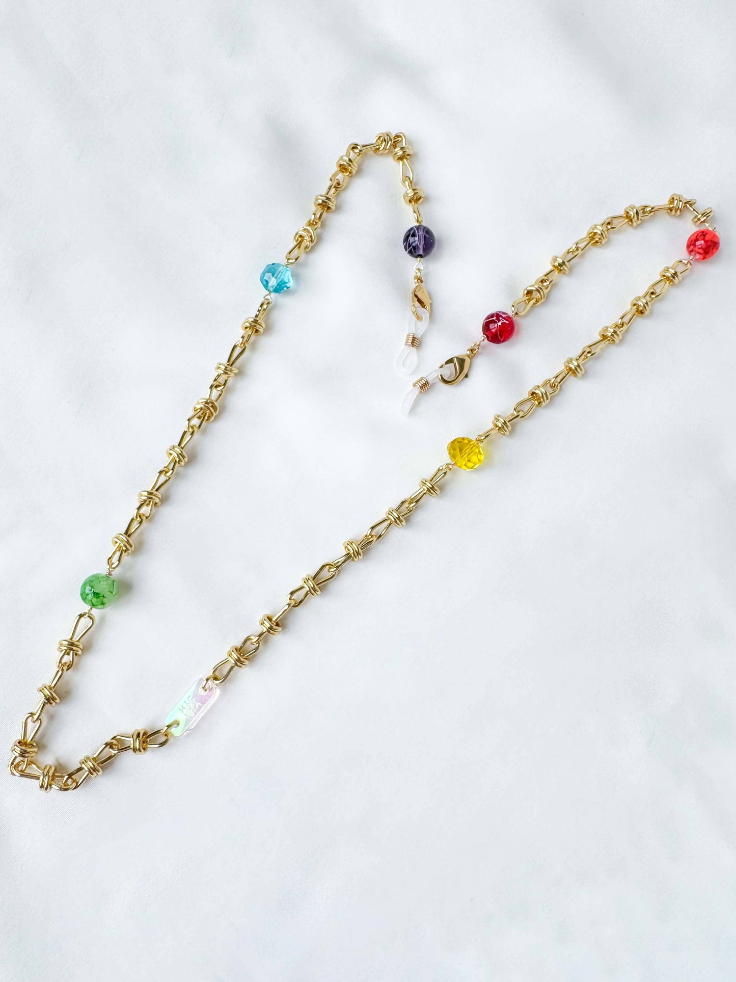 Long Rainbow Bead Necklace (and Lanyard) Necklaces ISLYNYC 