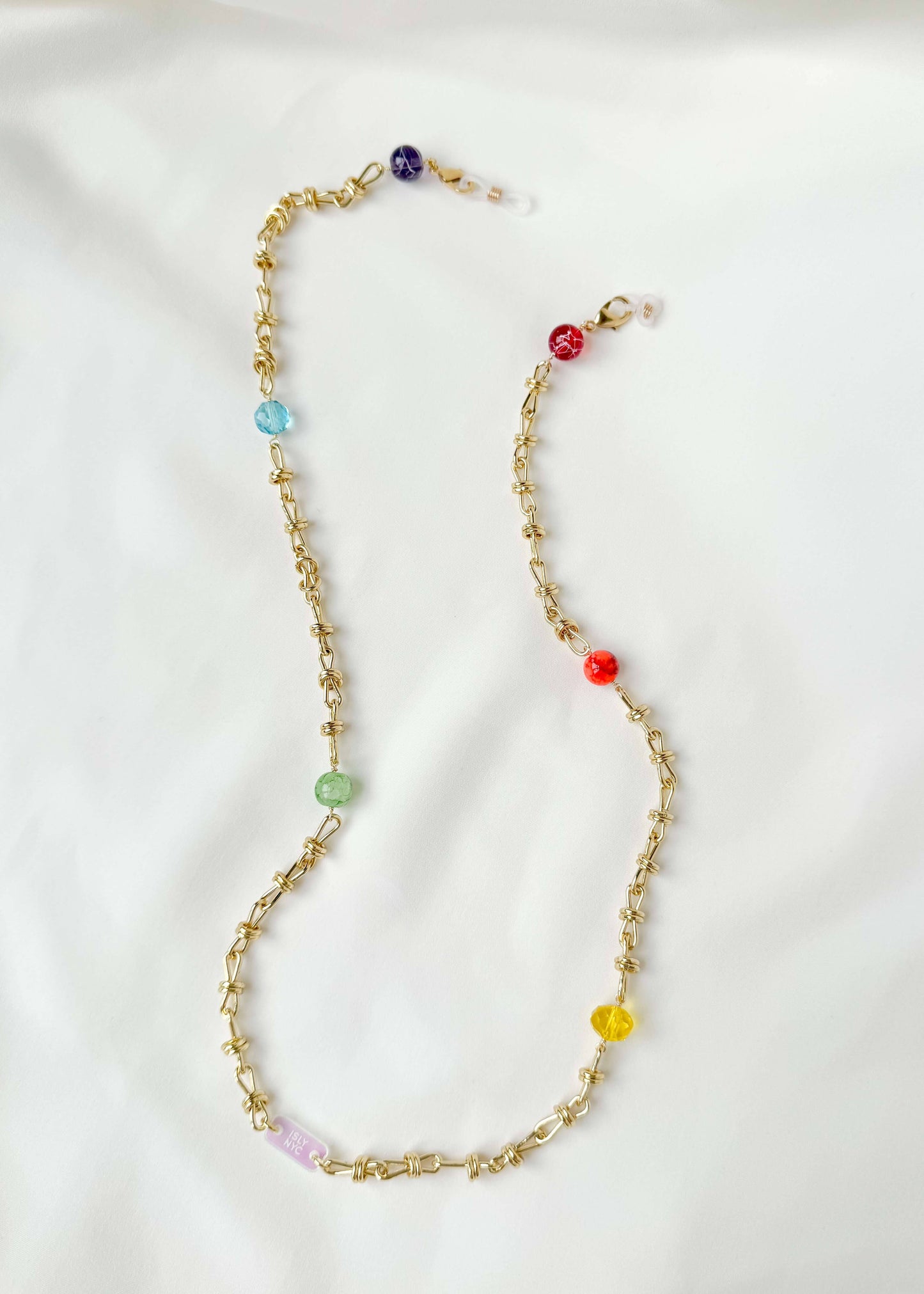 Long Rainbow Bead Necklace (and Lanyard) Necklaces ISLYNYC 