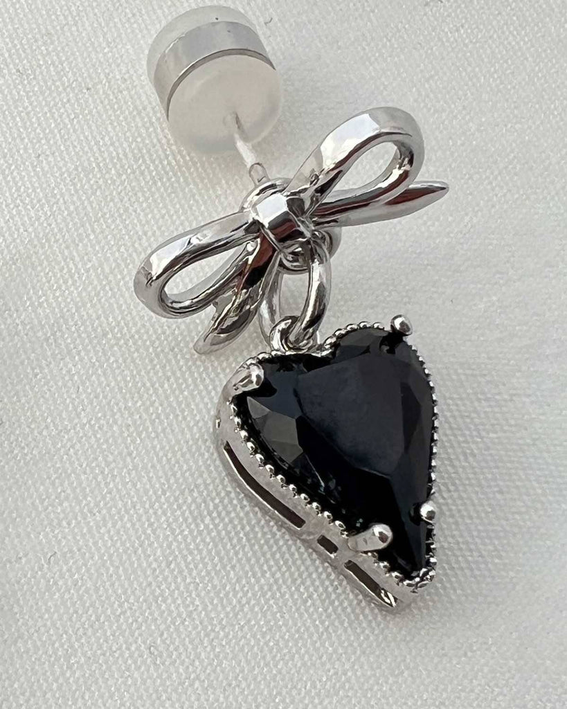 Lover's Gift Charm Earrings - Silver and Black EARRINGS ISLYNYC