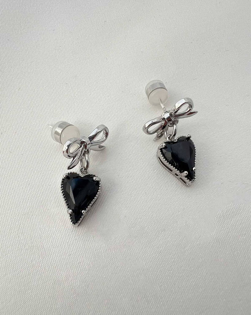 Lover's Gift Charm Earrings - Silver and Black EARRINGS ISLYNYC