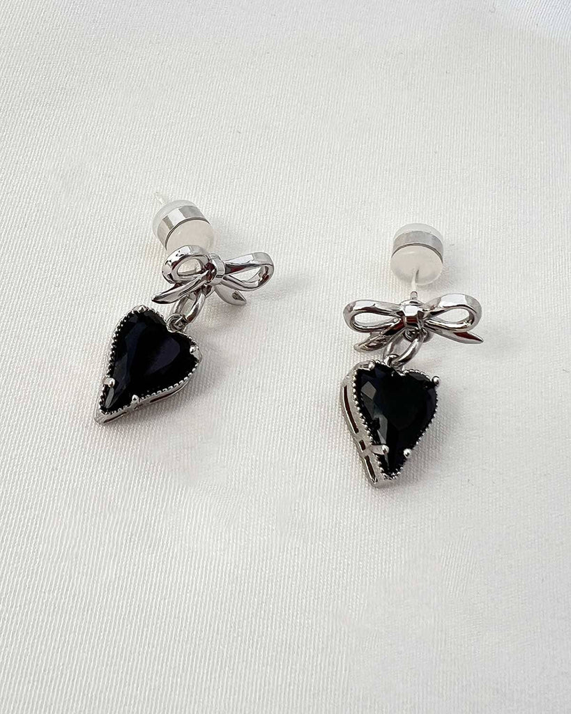 Lover's Gift Charm Earrings - Silver and Black EARRINGS ISLYNYC 