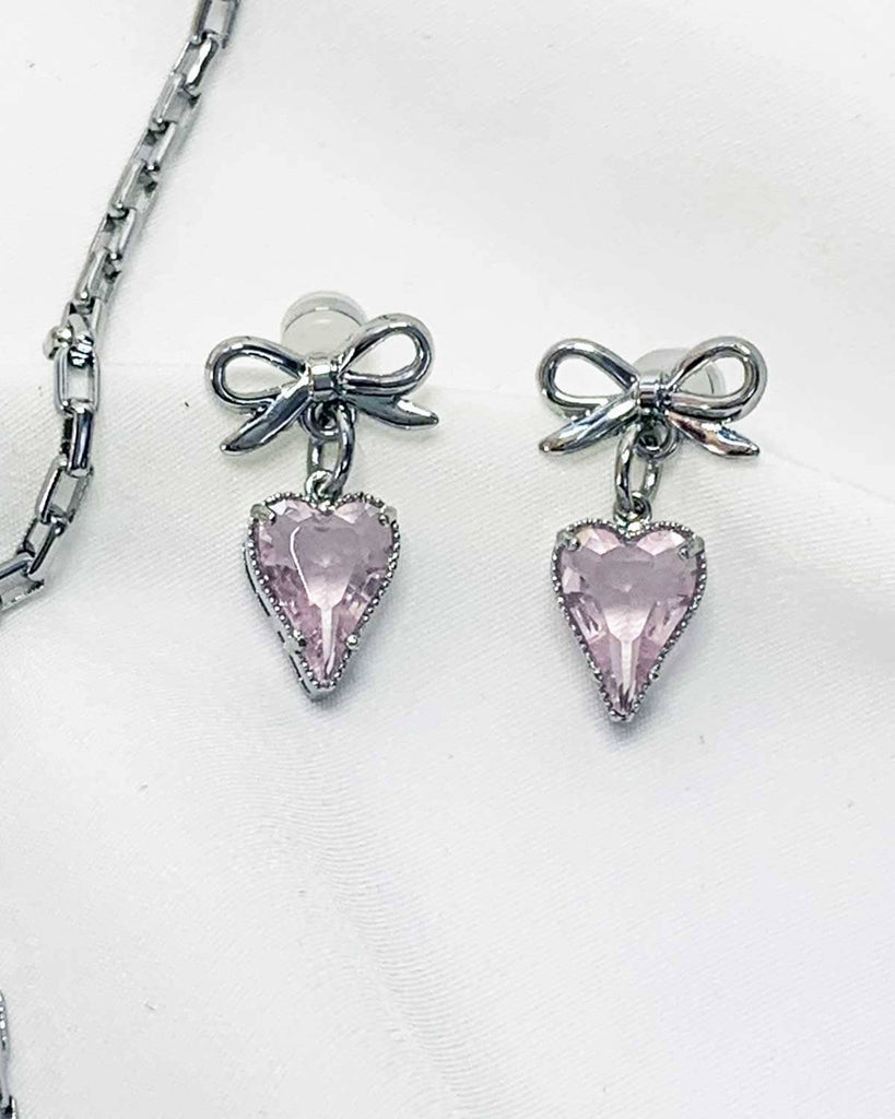 Lover's Gift Earrings - Silver & Pink EARRINGS ISLYNYC 