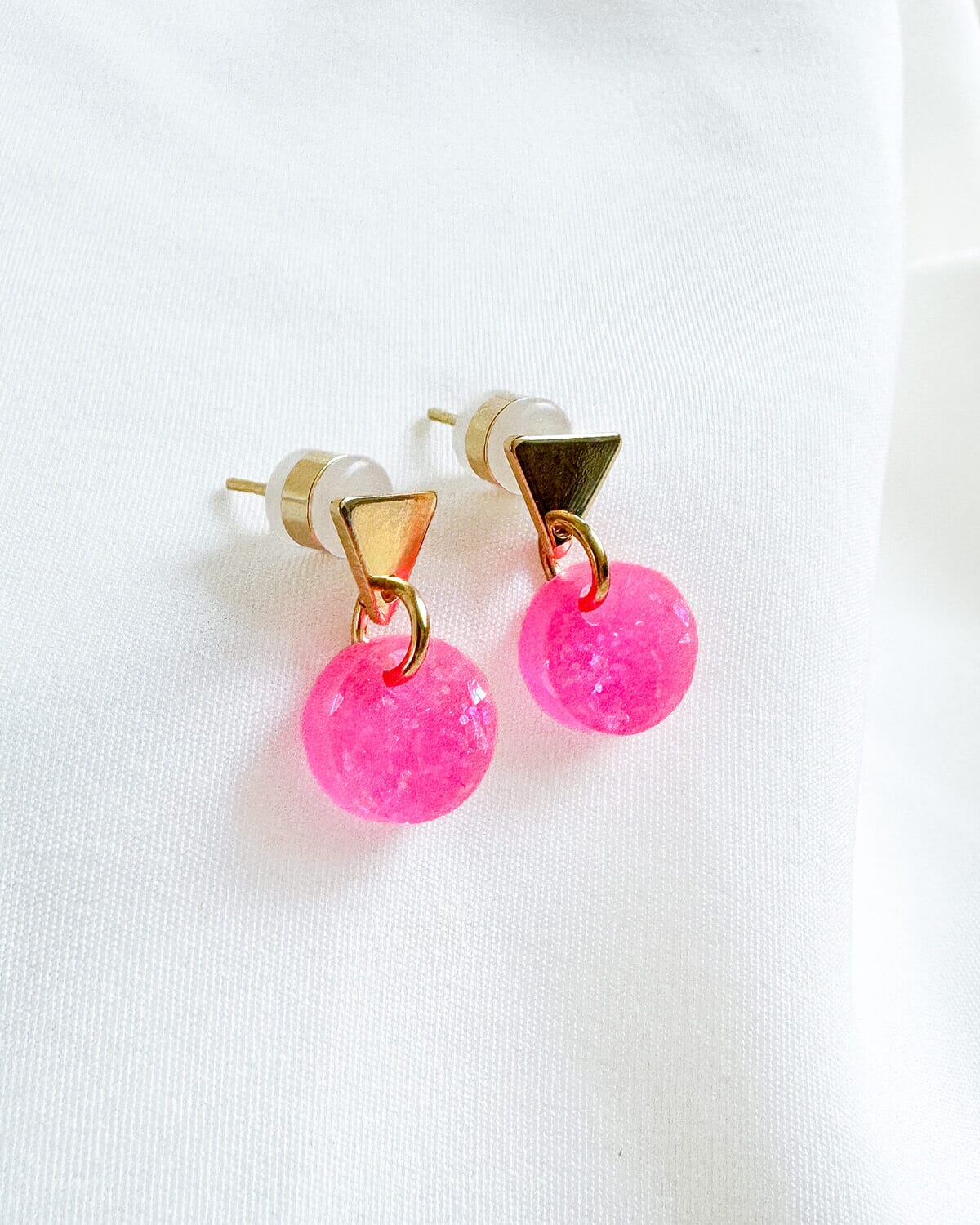 Mia Earrings - Neon Pink Glitter Earrings ISLY NYC - SIFS - D1 