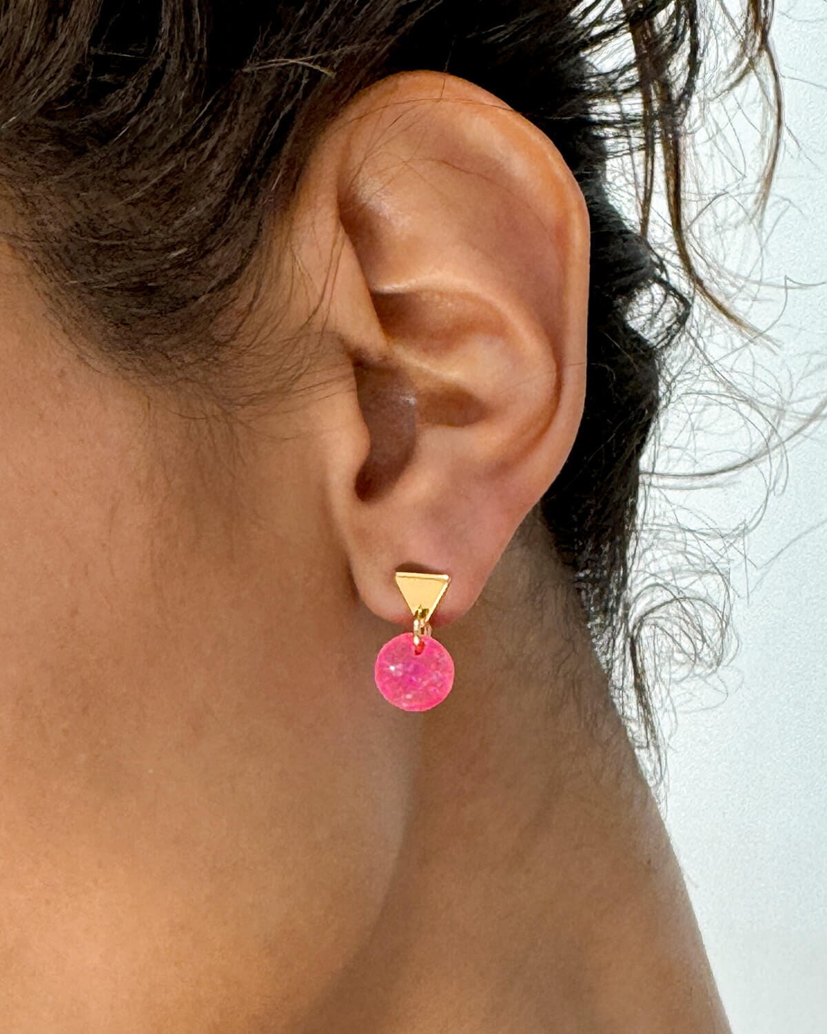 Mia Earrings - Neon Pink Glitter Earrings ISLY NYC - SIFS - D1 