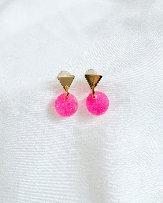 Mia Earrings - Neon Pink Glitter Earrings ISLY NYC - SIFS - D1 