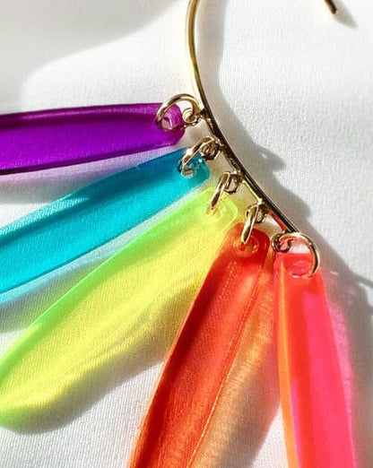 Petal Fringe Ear Hook - Rainbow Earrings ISLYNYC 