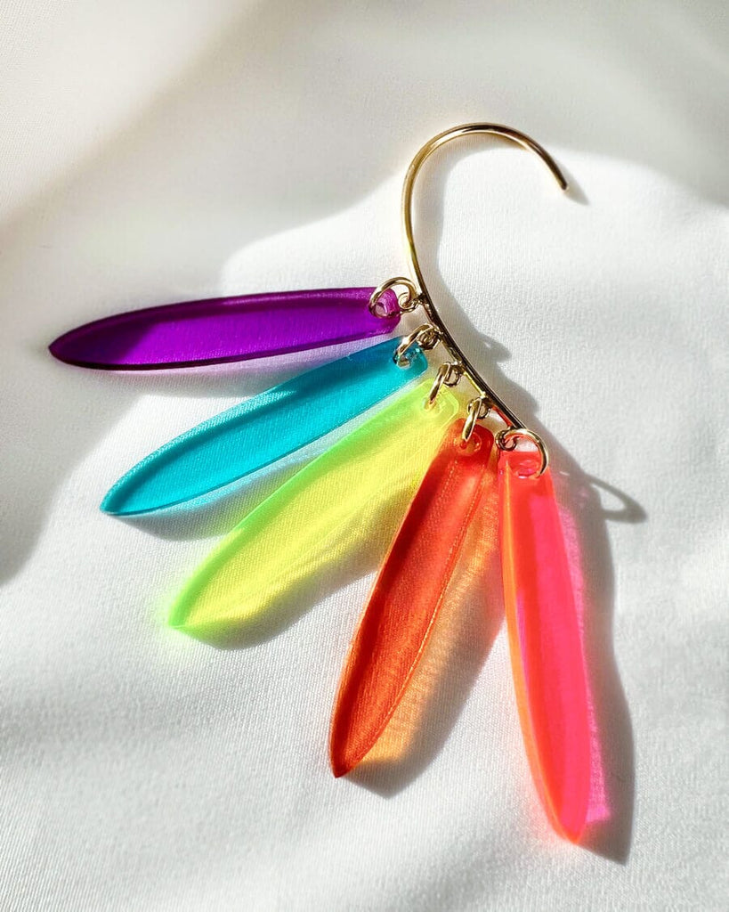 Petal Fringe Ear Hook - Rainbow Earrings ISLYNYC 