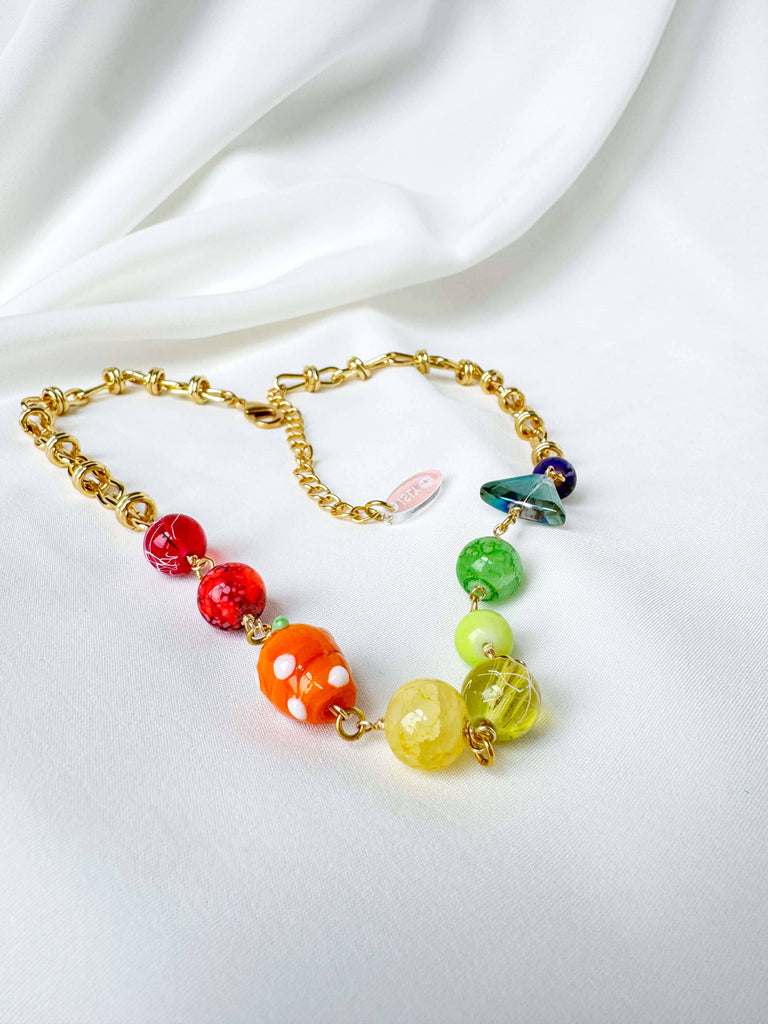 Rainbow Bead Necklace Necklaces ISLYNYC 