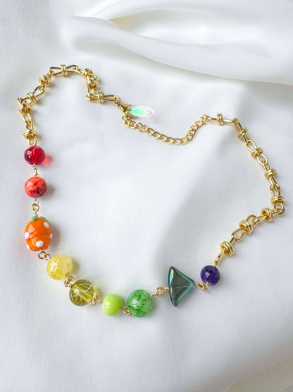 Rainbow Bead Necklace Necklaces ISLYNYC 