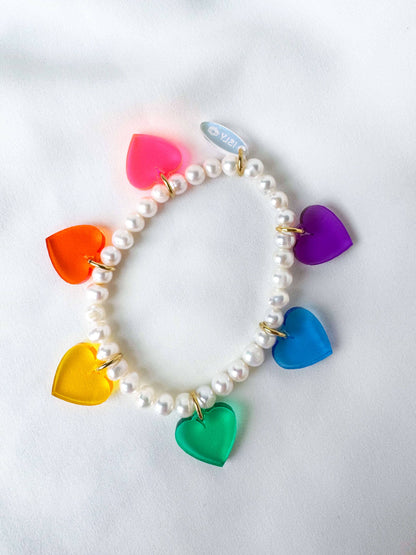 Rainbow Heart Pearl Bracelet Bracelets ISLYNYC 