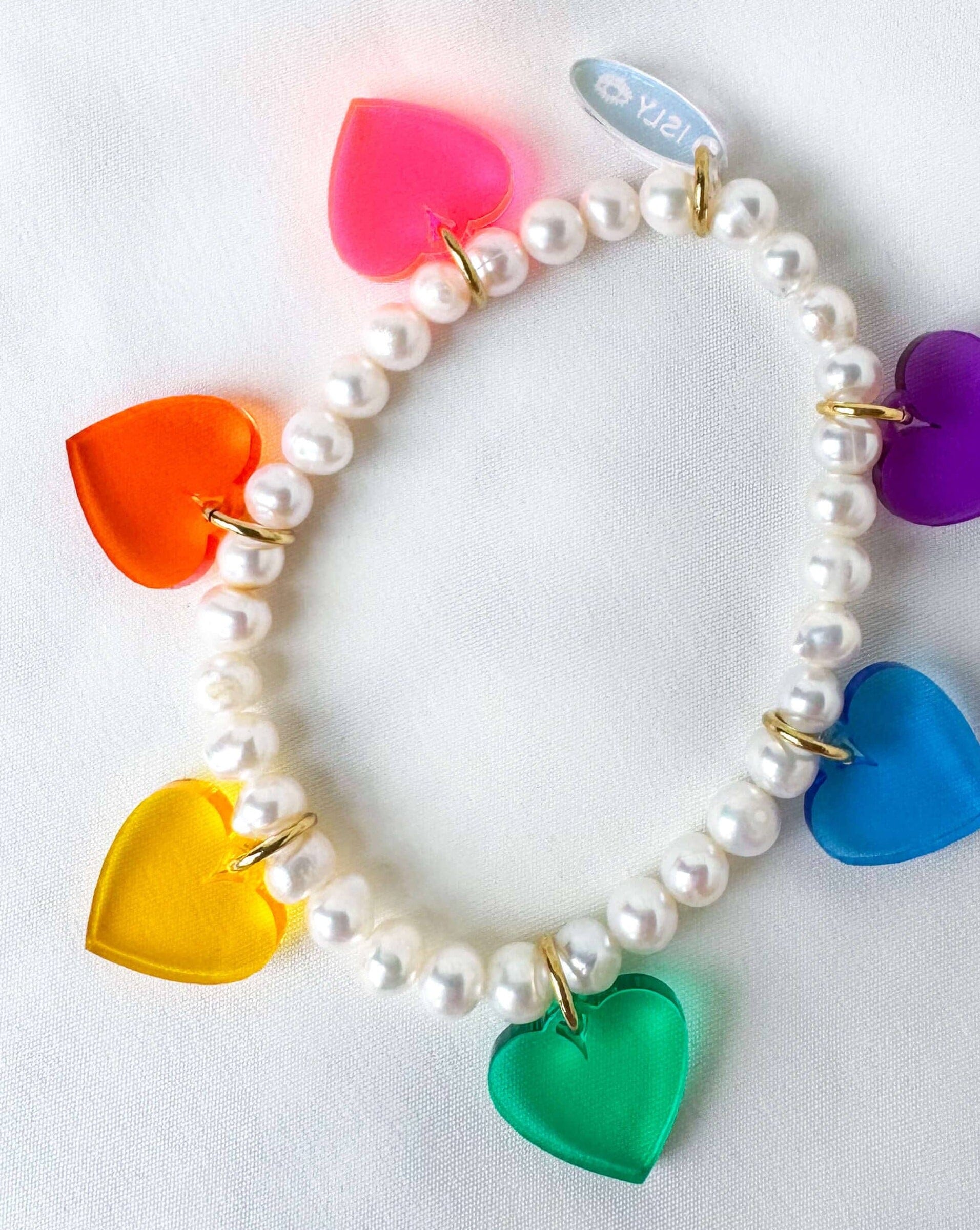 Rainbow Heart Pearl Bracelet Bracelets ISLYNYC 