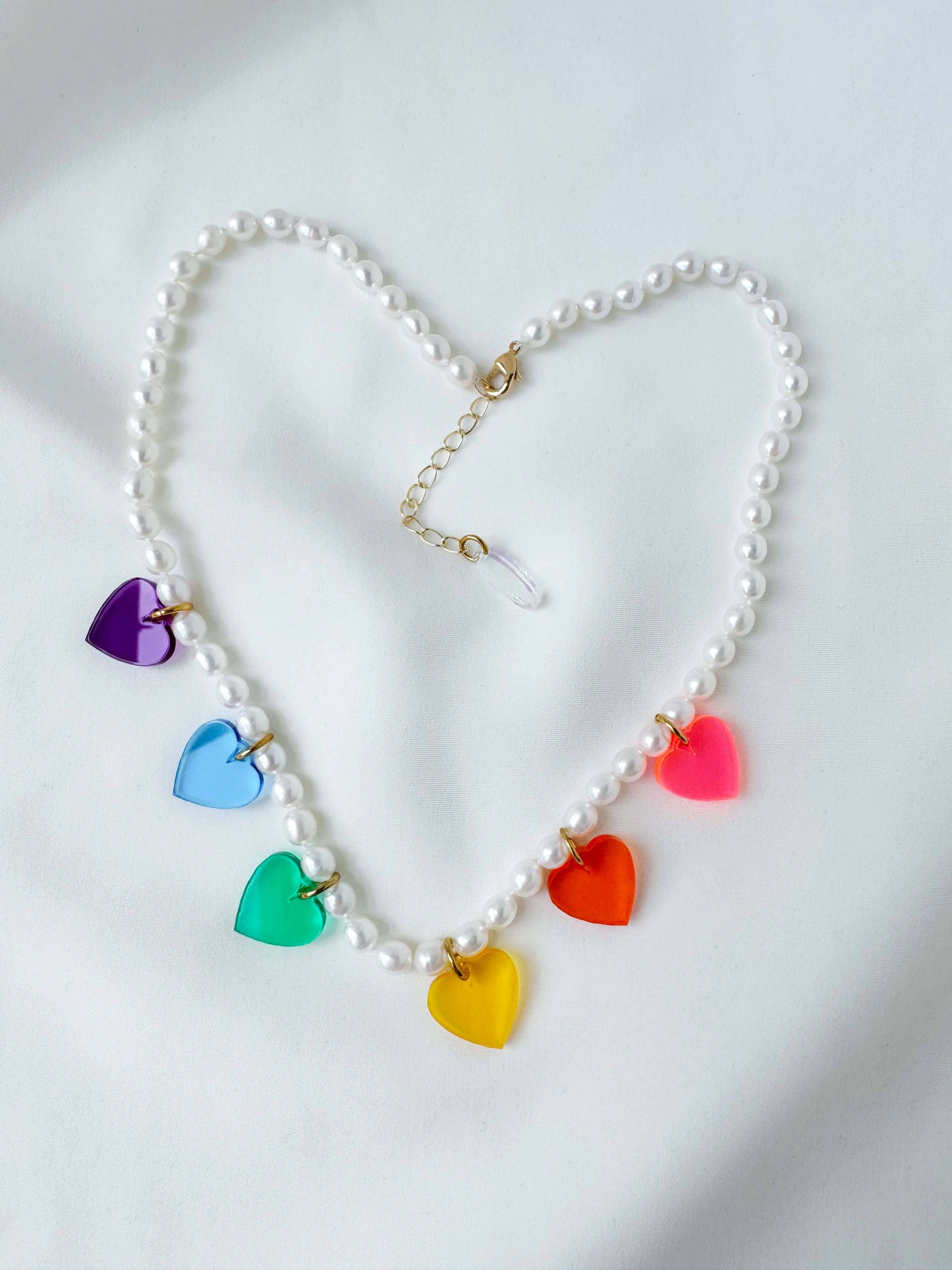 Rainbow Heart Pearl Necklace Necklaces ISLYNYC 