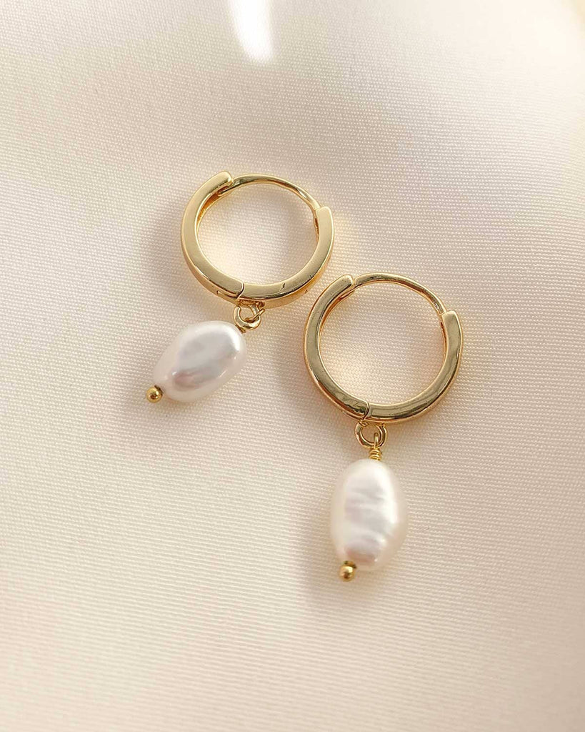 Single Pearl Hoops ISLY NYC Gold 