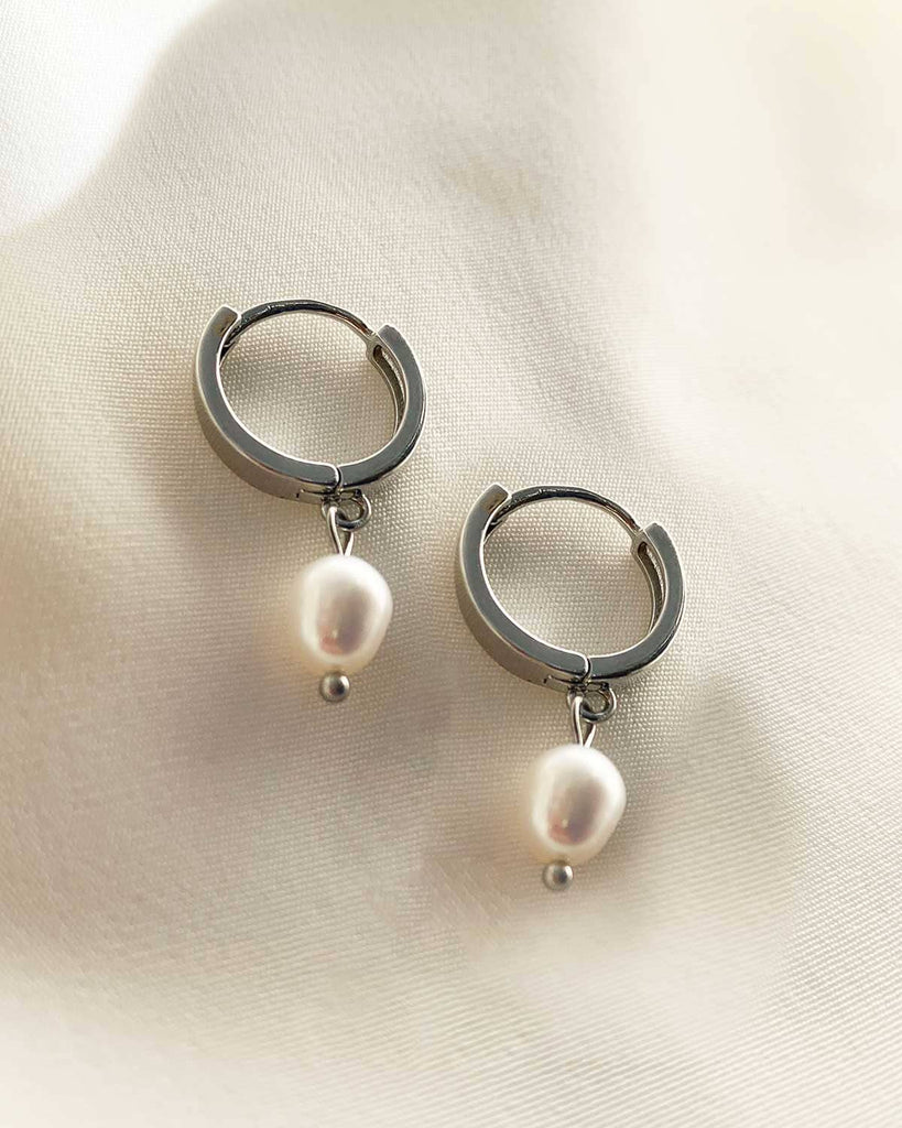 Single Pearl Hoops ISLY NYC Silver 