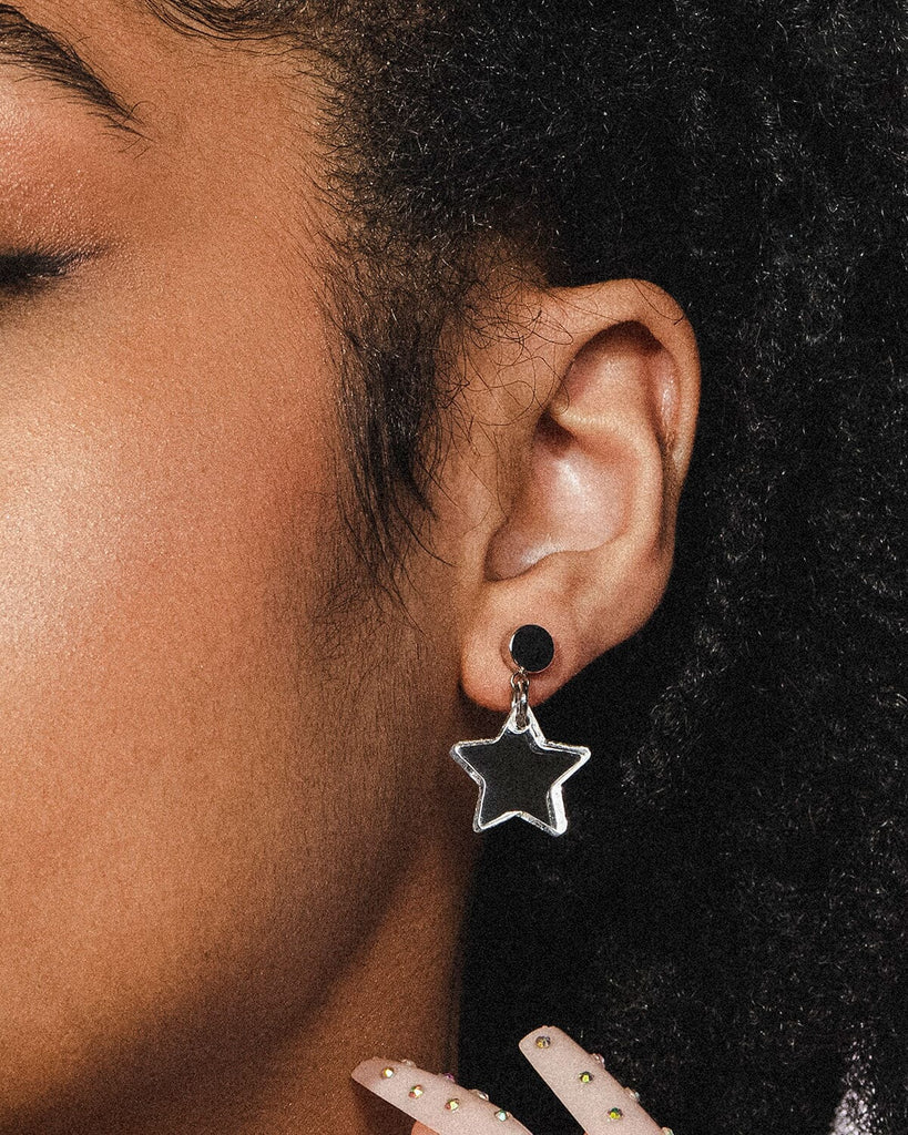 Star Charm Earrings - Iridescent/Silver Earrings ISLYNYC 