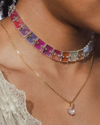 Tennis Choker - Iridescent/Silver Necklaces ISLYNYC