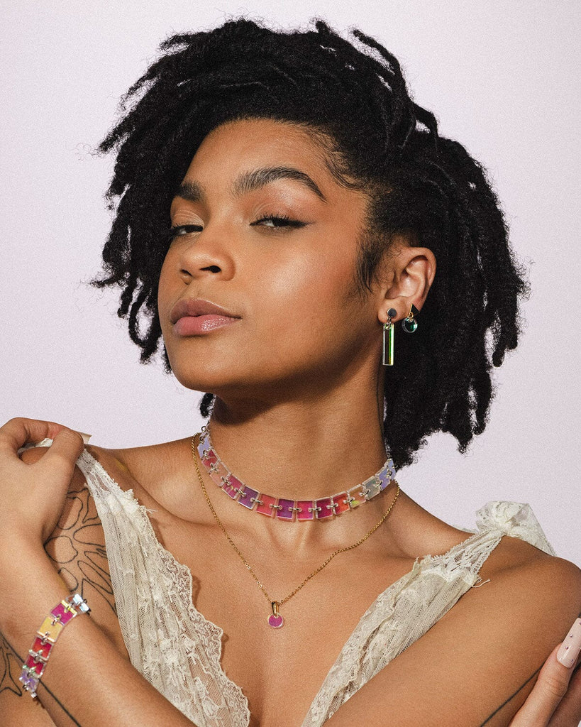 Tennis Choker - Iridescent/Silver Necklaces ISLYNYC