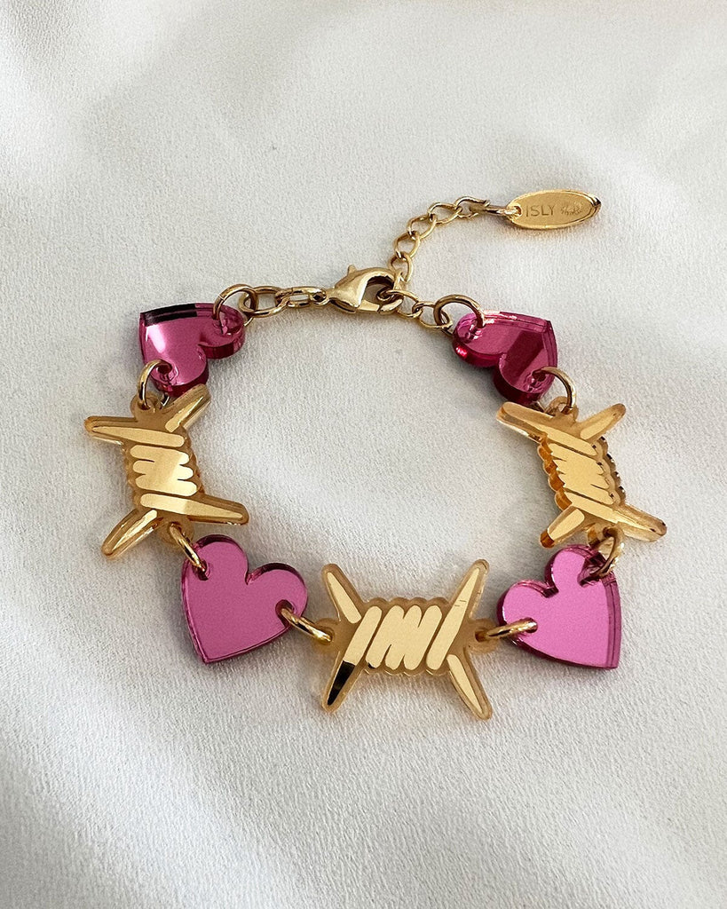 Barbed Wire Bracelet - Pink & Gold Bracelets ISLYNYC 