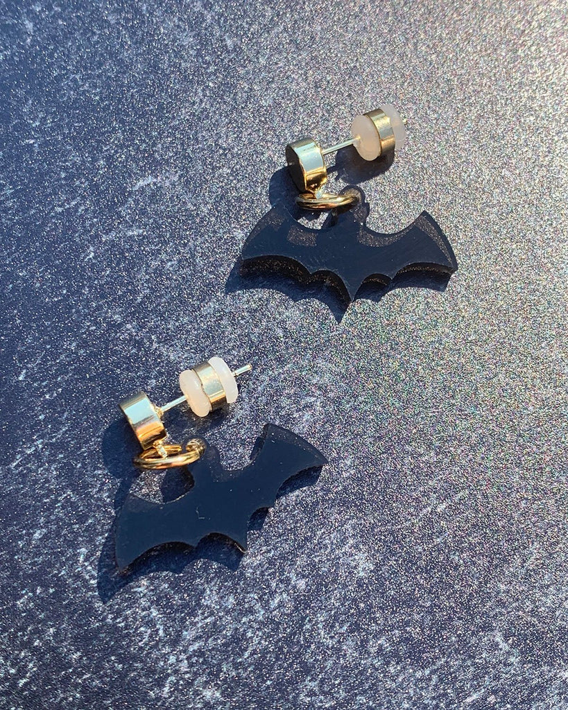 Bat Charm Earrings - Opaque Black - Halloween 2021 EARRINGS ISLYNYC